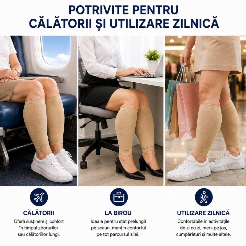 Șosete compresive pentru călătorii, birou și utilizare zilnică